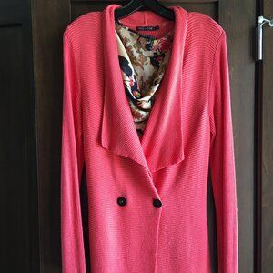 Nic & Zoe Coral Sweater with Multi Color Blouse Color: Coral/Multi  Size:S and M